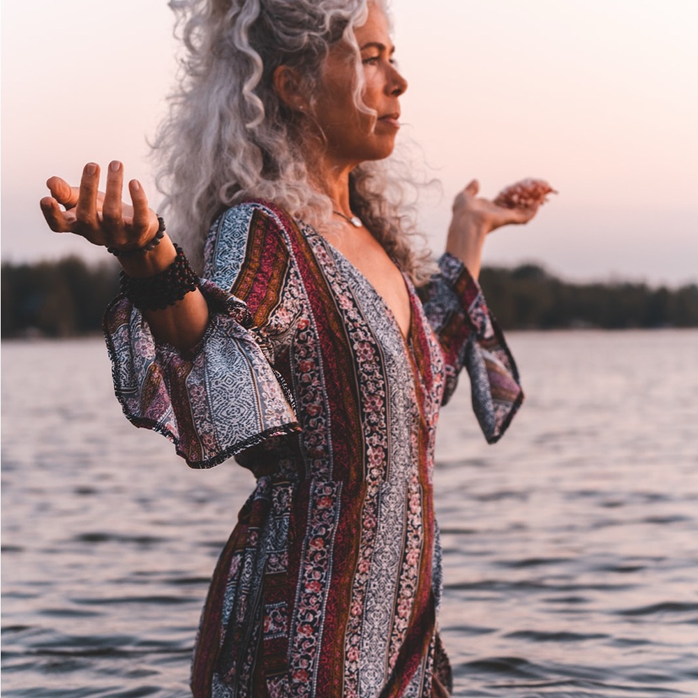 Bohemian Long Sleeve Goddess Wrap Dress